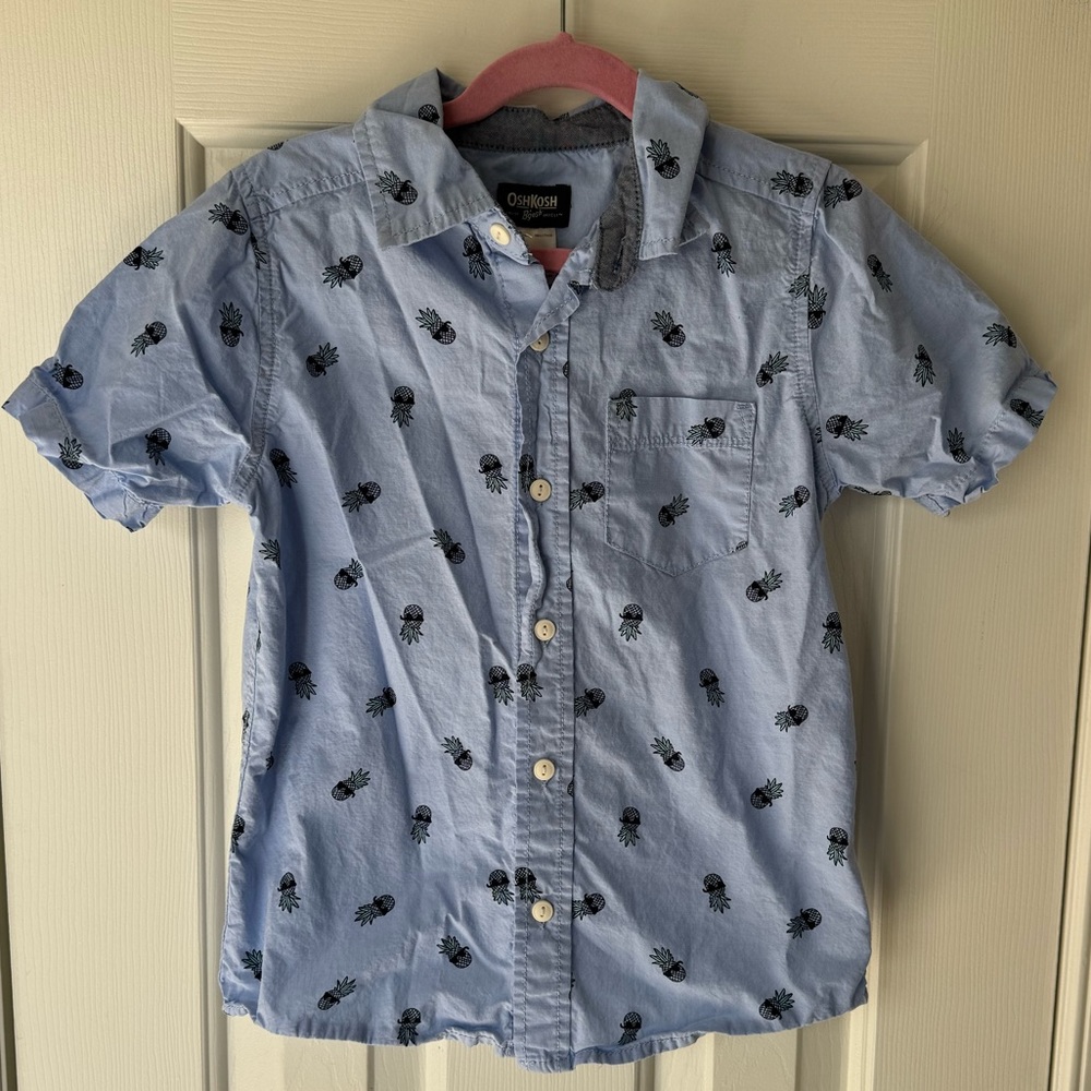 OshKosh B’gosh Button Down Short Sleeve Blue Shirt Barely Worn